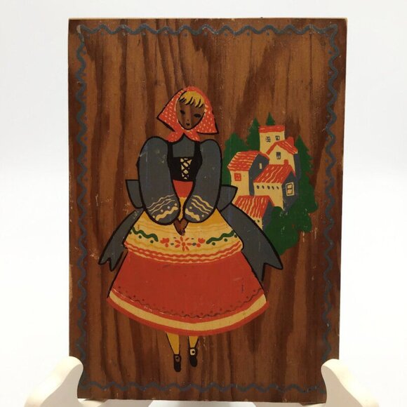 Latin American Folk Art Hand Painted Wooden Pictures Set of 3 w/ Hangers Vintage - Picture 8 of 12